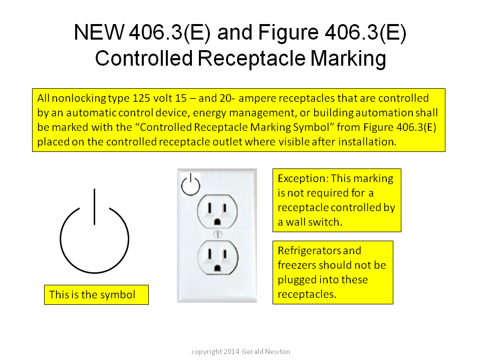 406.3(E) Controlled Receptacle Marking.